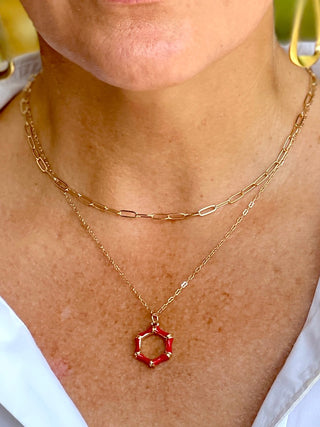 Bamboo Bliss Layered Necklace - Red