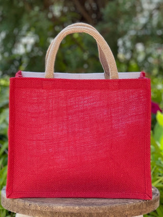 Bulldog Wreath Christmas Gift Tote - Red
