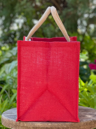 Bulldog Wreath Christmas Gift Tote - Red
