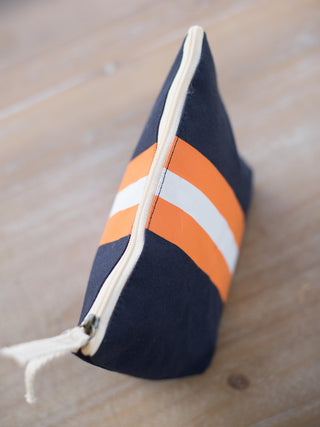 Campus Stripe Cosmetic Bag - Blue, White and Orange