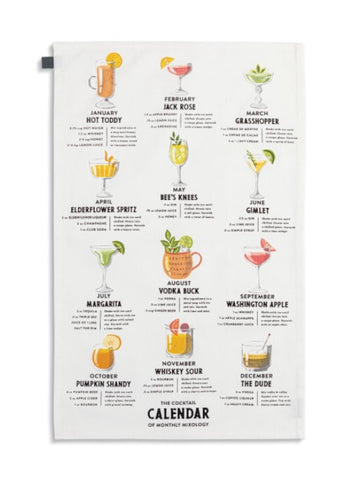 Cocktail Calendar Bar Towel & Stir Stick Set