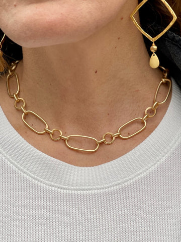 Designer Necklace gold oversized chain choker necklace 15 inches adjustable 2.5 inches inspire designs CTN10