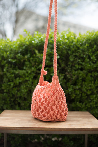 Macrame Sway Crossbody Bag - Coral Orange