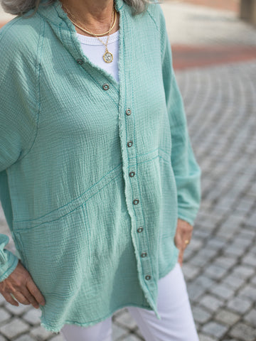Free People Summer Daydream Button Down Shirt - Clear Skies