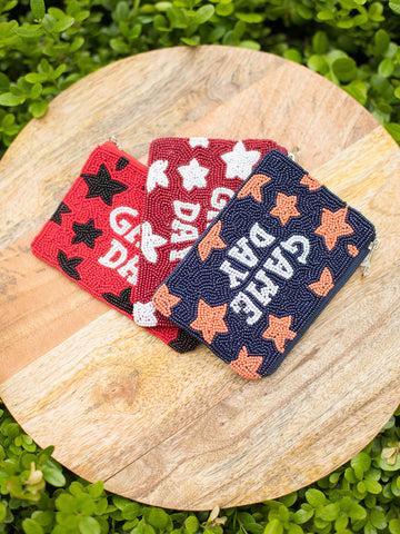three game day seed bead coin purses with zip closure uga bulldogs auburn tigers bama crimson tide