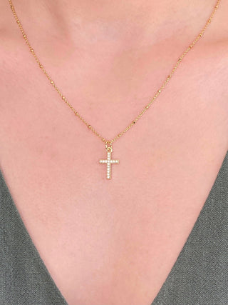 Girly Necklace - Cross dainty necklace short necklace 14 inch necklace gold necklace cross necklace Inspire Designs INM34-01