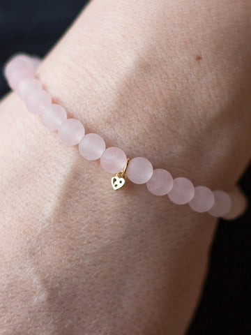 Heart Bracelet - Rose Quartz