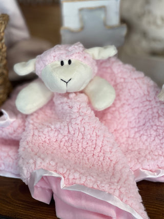 Lamb Baby Buddie - Pink baby comforting toy blanket lovie blanket lovey blanket infant security blanket with stuffed animal lamb lovie lamb lovey pink lovie pink security blanket F3067
