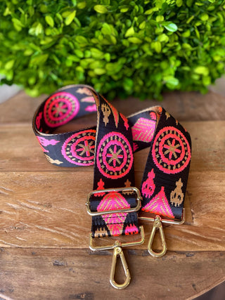 ornamental-adjustable-strap-hot-pink-gold-hardware-removable-handbag-purse-crossbody-snap-hooks