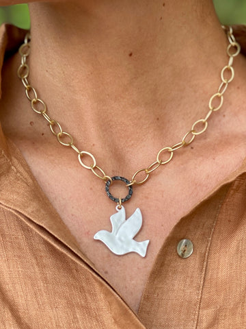 Peaceful Charm Necklace - Dove adjustable midlength necklace gold chain necklace dove necklace inspire designs STN27-01-1