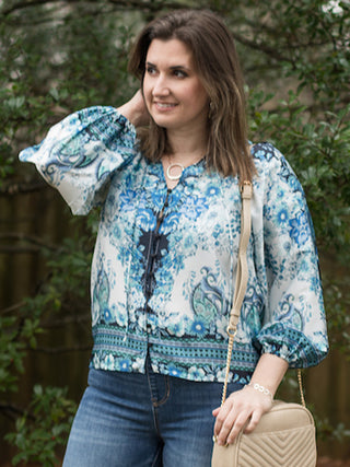 poets-corner-blouse-blue-multi-flowy-top-boho-floral-button-fronts-spring
