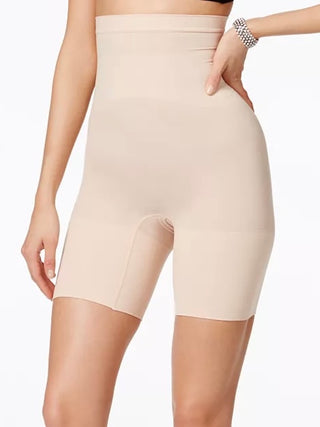 lightweight nude short with all day shapewear is high waist and center seam free made of soft yarn