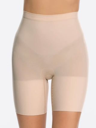 lightweight nude short with all day shapewear is center seam free and is made of soft yarn