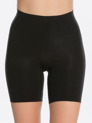 lightweight black short with all day shapewear is center seam free and is made of soft yarn