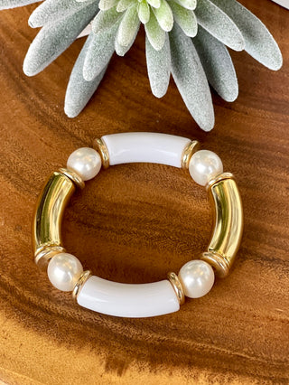 Stand By Me Bracelet - White and Gold