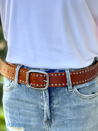 Studded in Style Belt - Tan