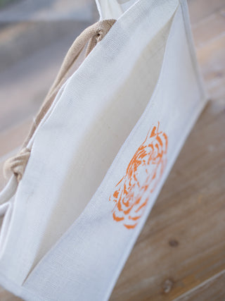 Tiger Tote Bag - White and Orange
