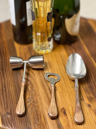 Wood Handled Barware ice scoop bottle opener jigger bar tools bar gift housewarming gift hostess gift EAW06006