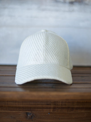 summery and breathable ivory straw baseball cap with adjustable velcro closure